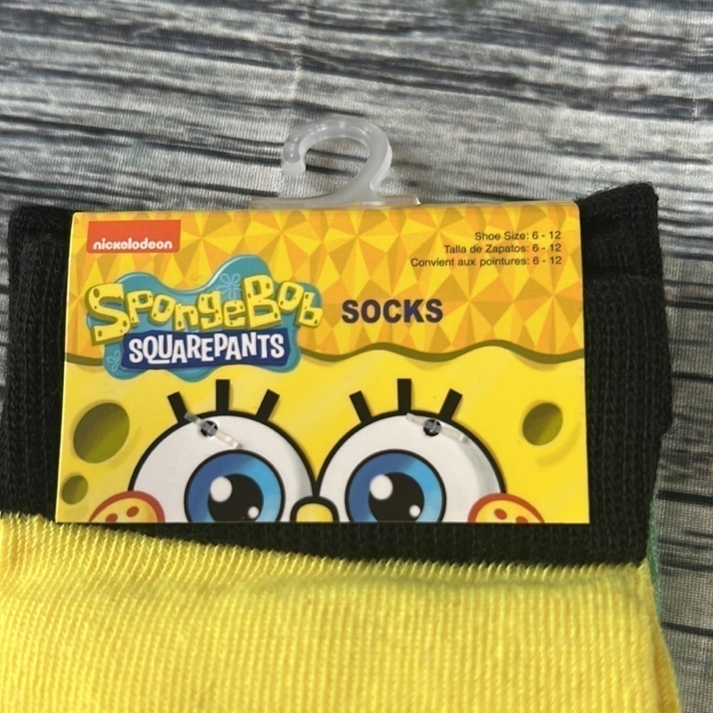Nickelodeon Sponge Bob Square Pants Socks 2-Pair pack Shoe Size 6-12